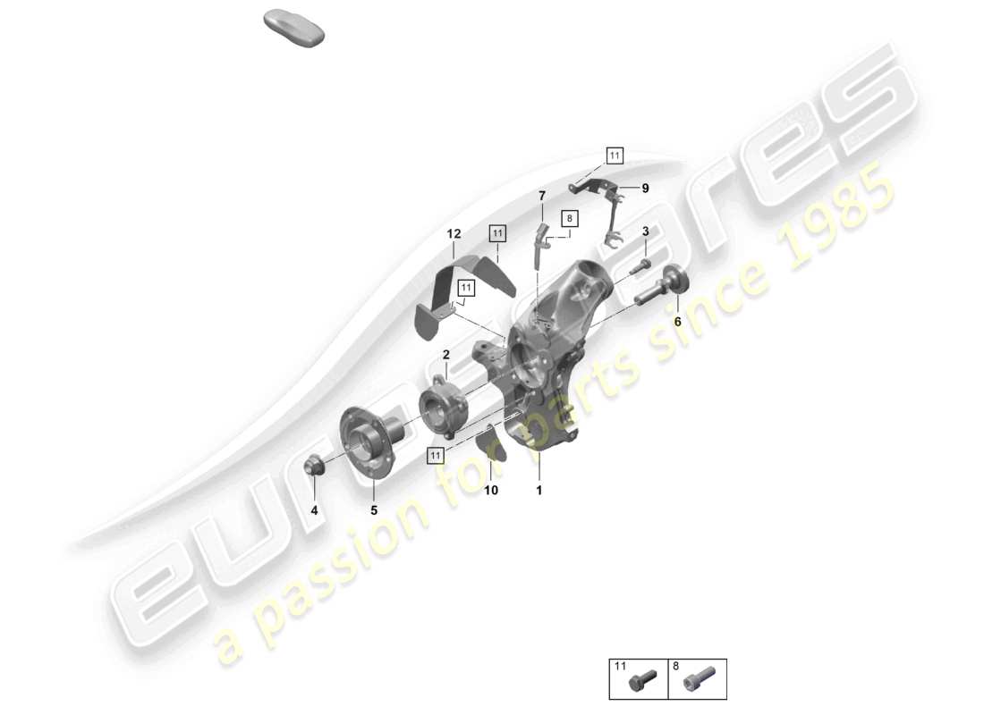 porsche 2019 (718 cayman gt4) wheel carrier wheel hub part diagram