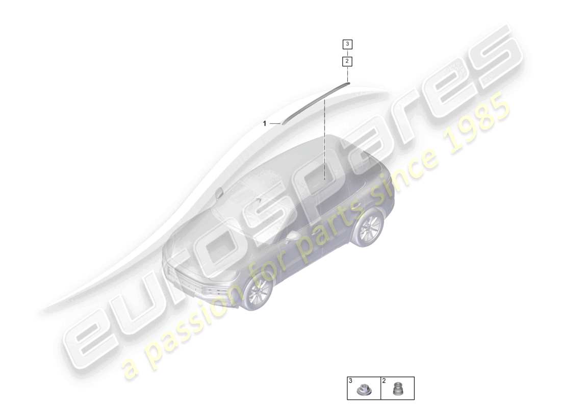 porsche 2025 (cayenne e3 pa) roof rail part diagram