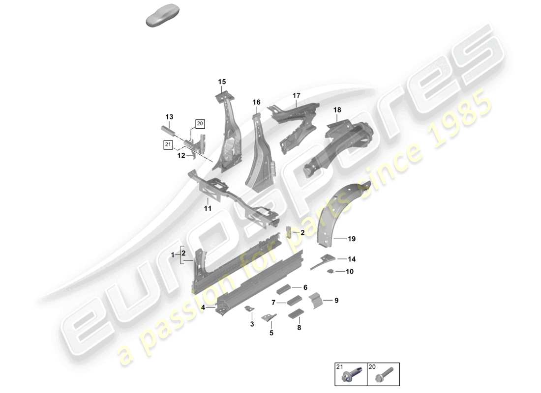 porsche 2026 (992-2 gt3) sill inner side panel, inner b-pillar parts diagram