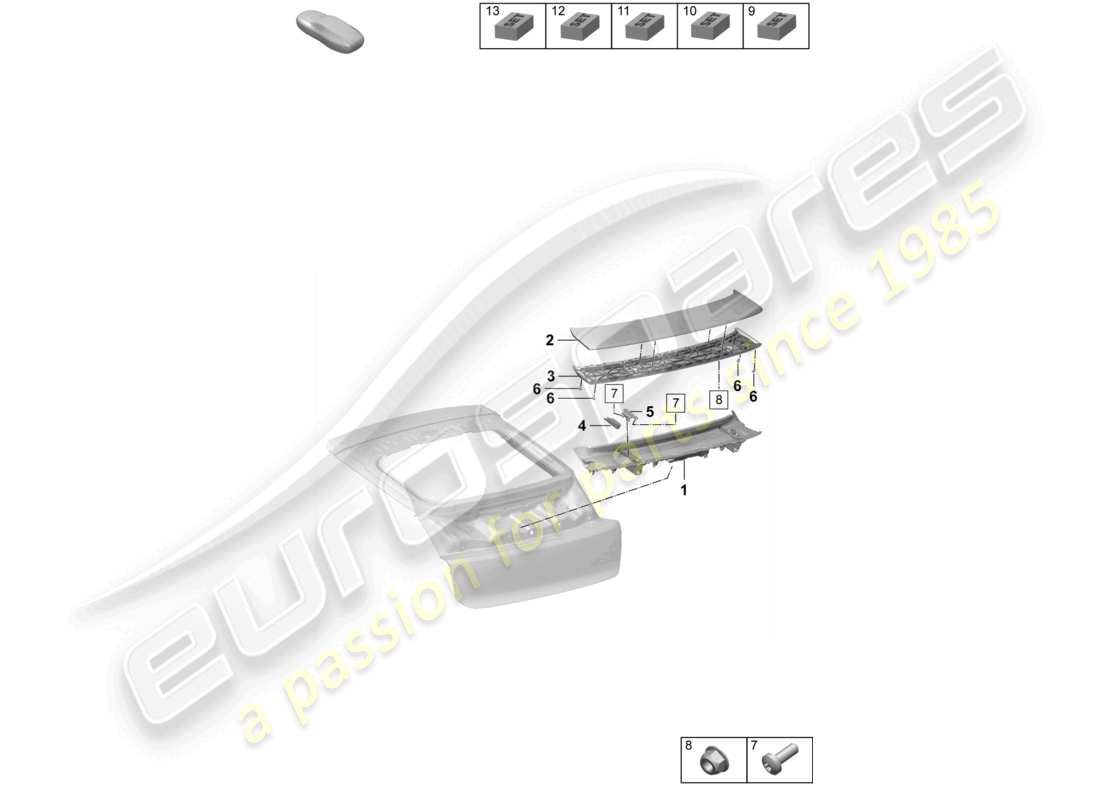 porsche 2025 (macan-e) rear spoiler rear part diagram