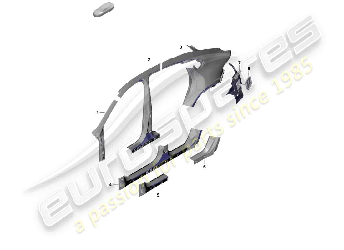 porsche 2026 (cayenne e3 pa) side part outer sectional part - side panel coupe part diagram