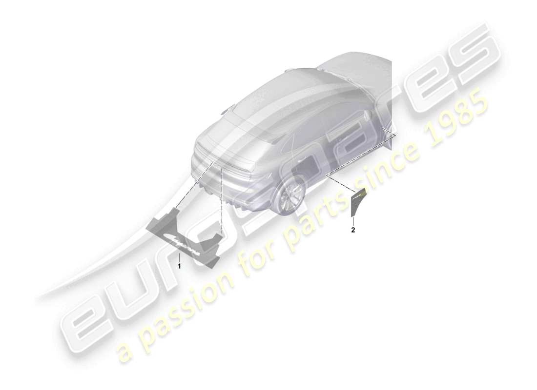 porsche 2026 (cayenne e3 pa) assembly aid for lettering for rear lid for fender coupe part diagram