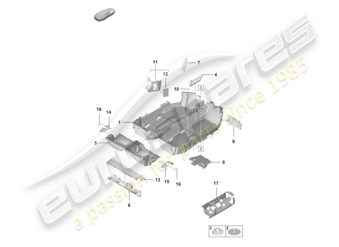porsche 2025 (992-1 gt3/rs/st) flooring (carpet) trims parts diagram