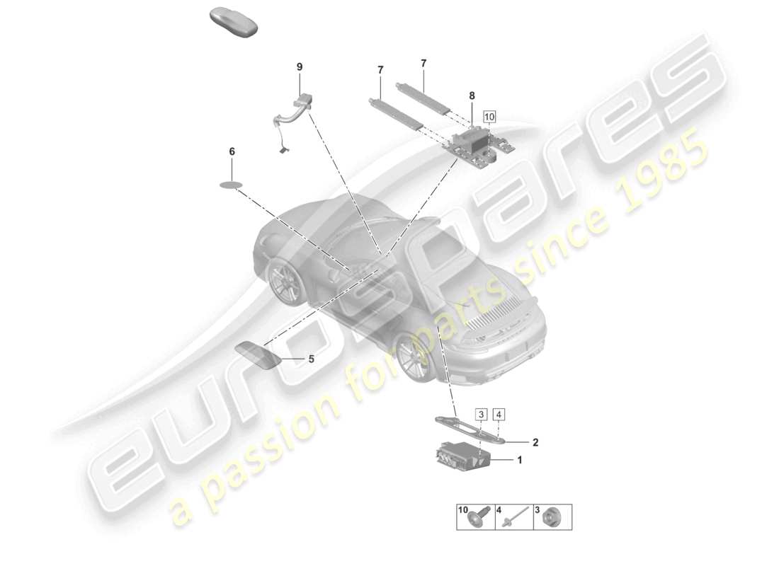 porsche 2022 (992-1 turbo / s) individual parts vts vehicle tracking driver card parts diagram