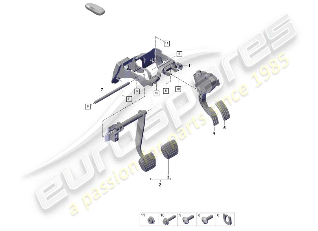porsche 2021 (cayenne e3 9ya/9yb) brake and accel. lever mech. rhd part diagram