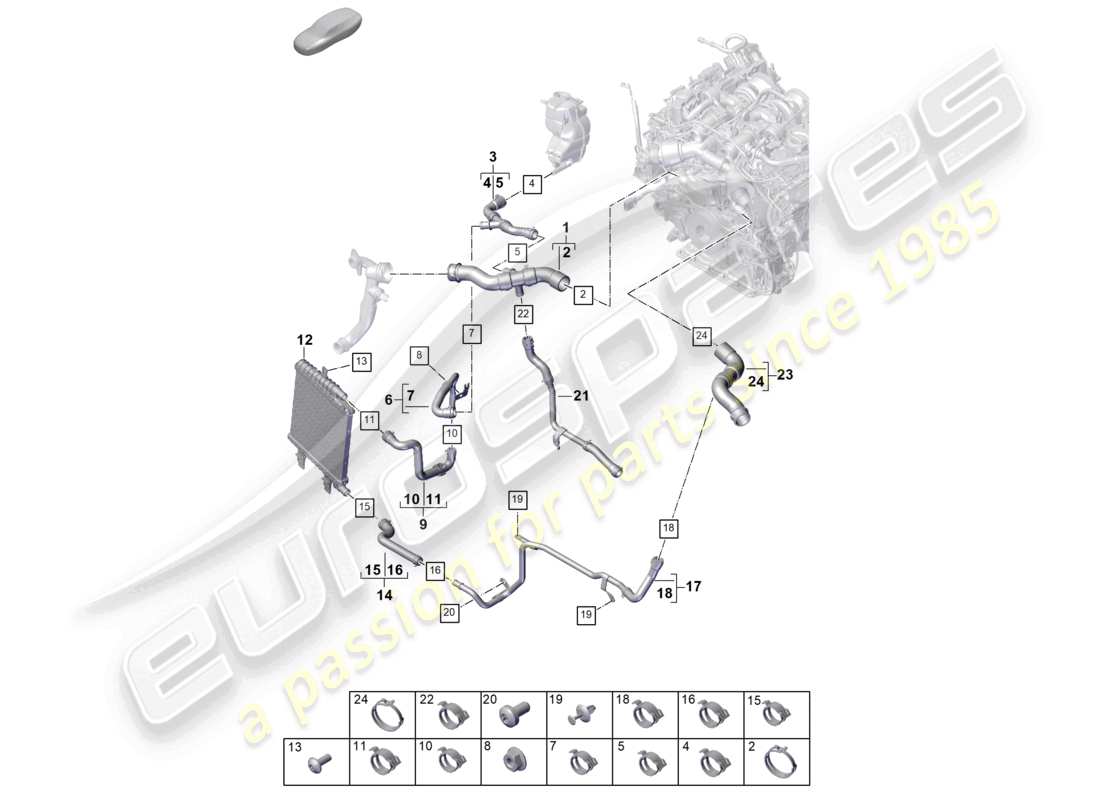 porsche 2025 (panamera 976) coolant cooling system parts diagram