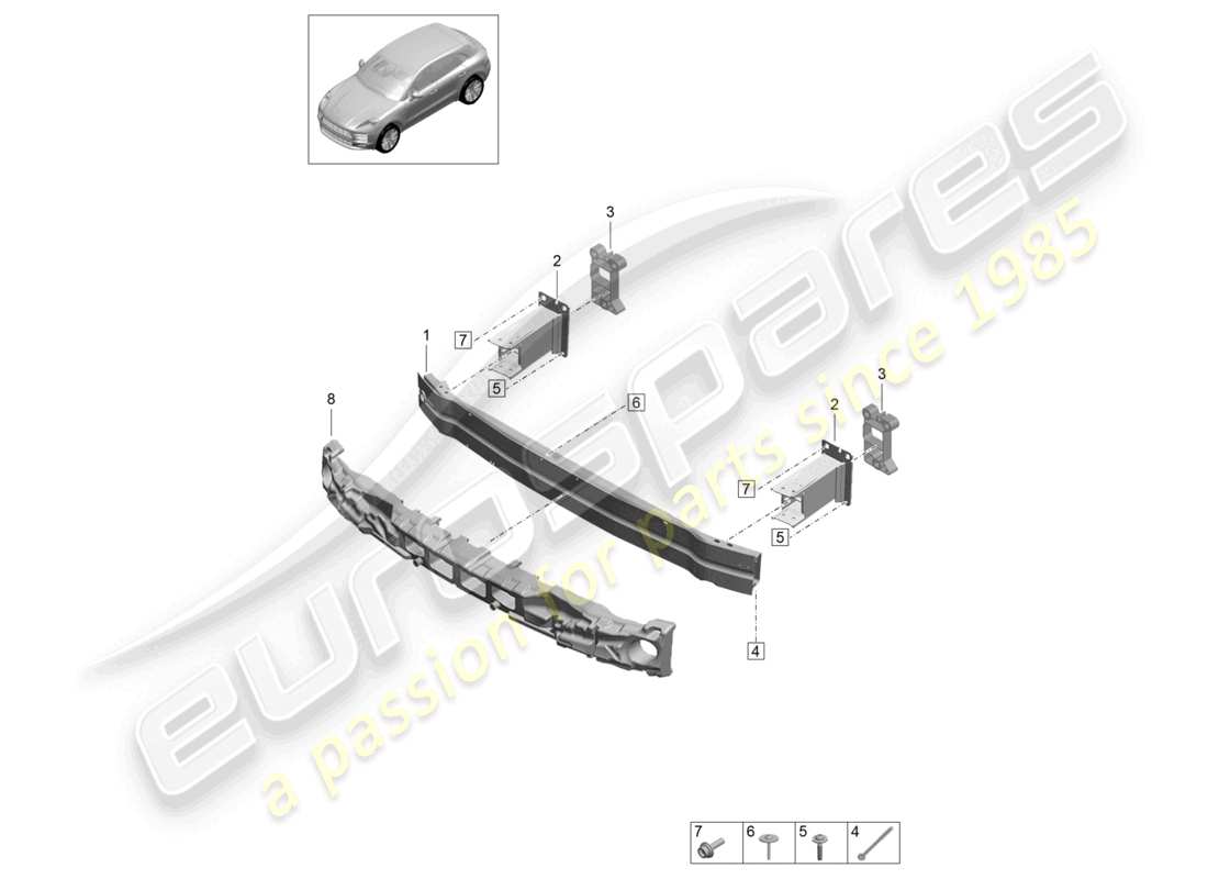 porsche 2026 (macan) bumper carrier front part diagram