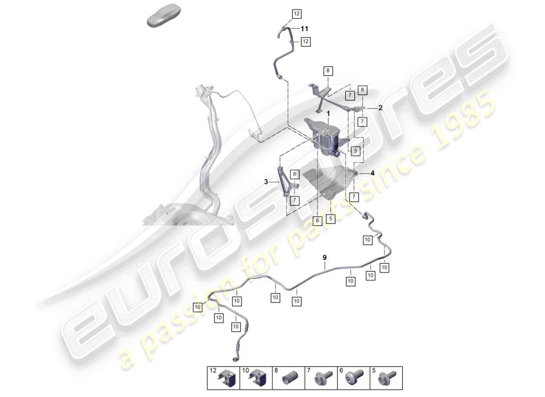 porsche 2025 (cayenne e3 pa) activated charcoal container part diagram