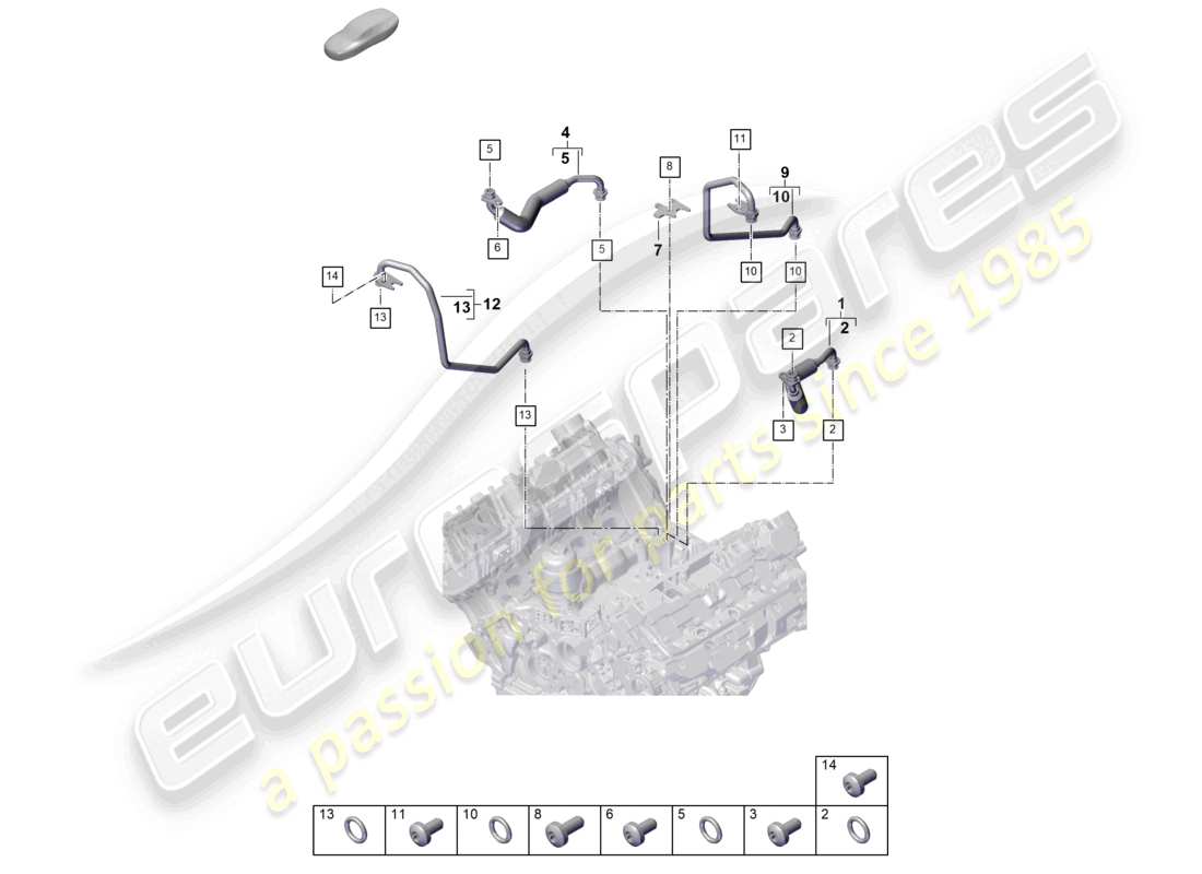 porsche 2025 (cayenne e3 pa) coolant cooling system for turbocharger part diagram