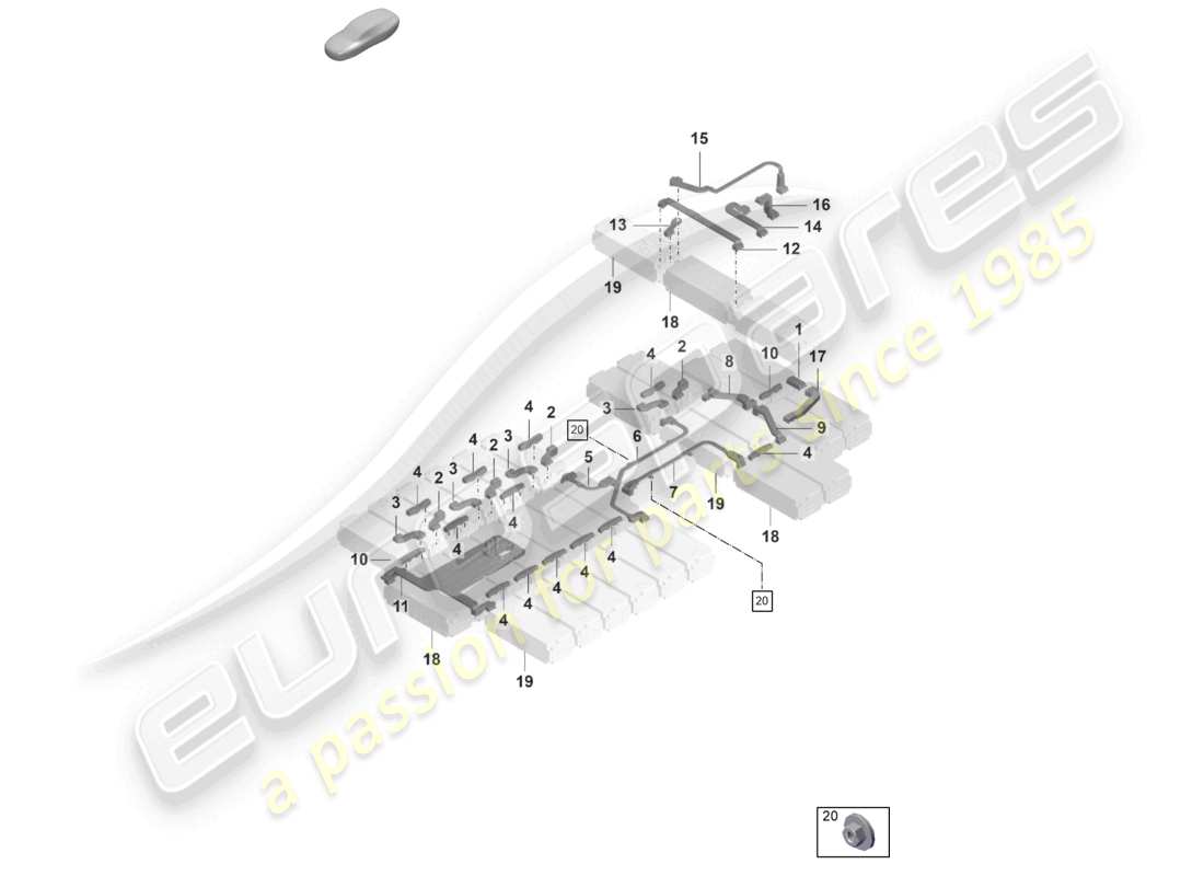 porsche 2023 (taycan 9j1-1) high-voltage battery module connector parts diagram