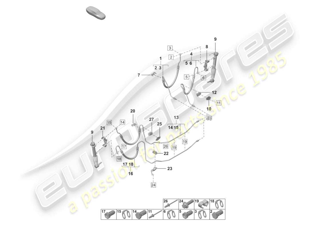 porsche 2025 (992-2 turbo / s) hydraulic line rear end pdcc parts diagram