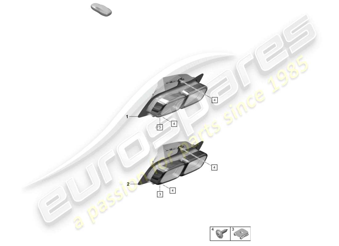 porsche 2025 (992-2 turbo / s) exhaust tail pipe parts diagram