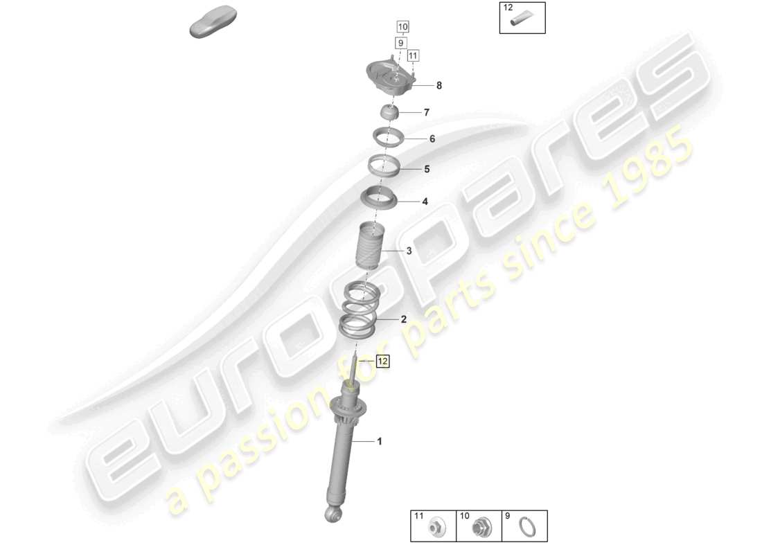 porsche 2023 (992-1 gt3/rs/st) suspension shock absorbers parts diagram