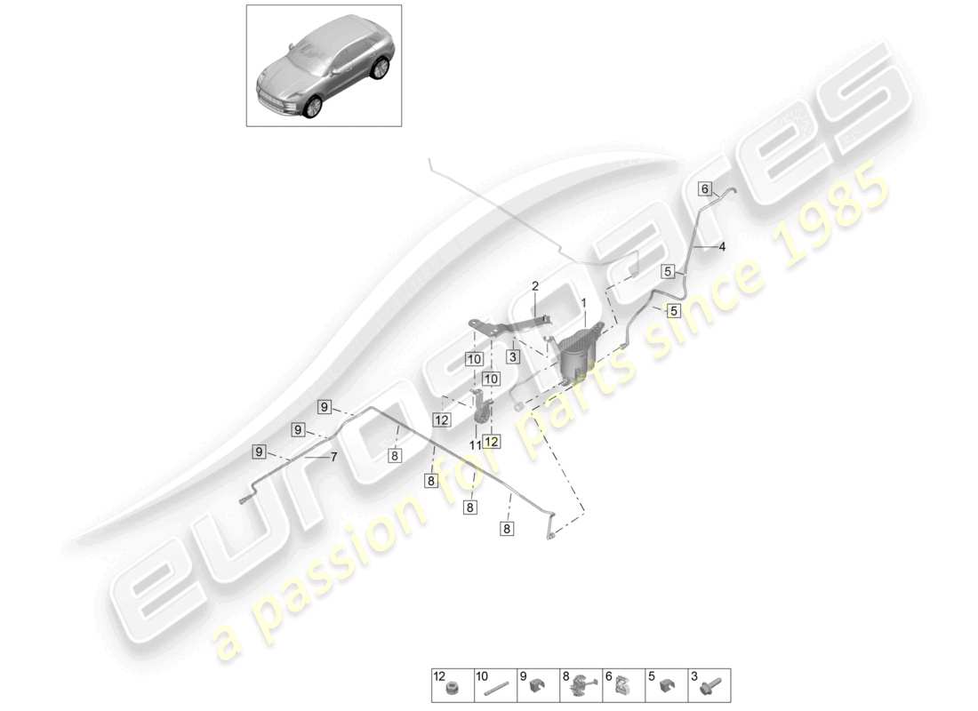 porsche 2026 (macan) activated charcoal container part diagram