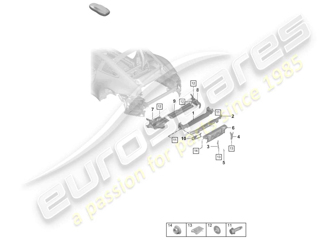 porsche 2026 (992-2 turbo / s) bumper carrier rear and heat shield parts diagram
