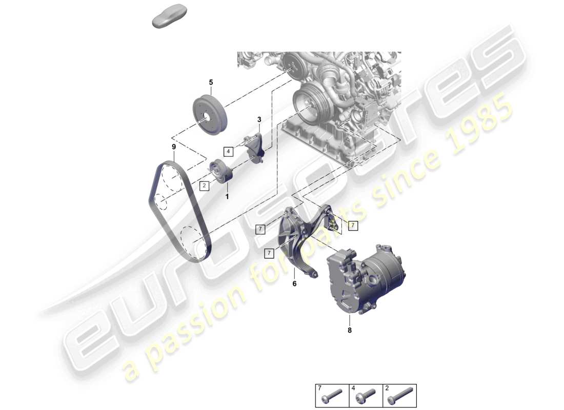 porsche 2026 (cayenne e3 pa) poly-v-belt belt tensioner damper part diagram
