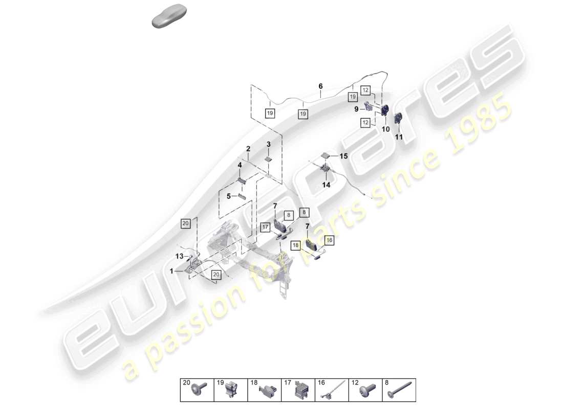 porsche 2025 (cayenne e3 pa) lid lock locking mechanism part diagram