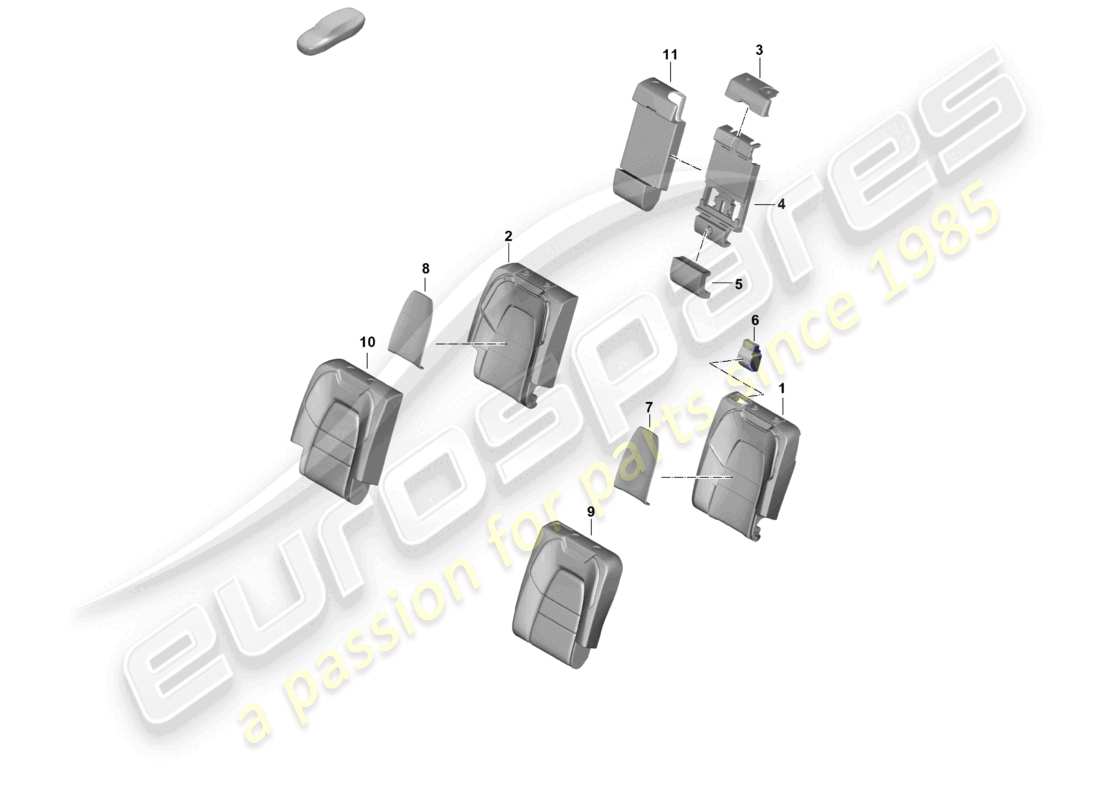 porsche 2026 (cayenne e3 pa) foam part rear back seat backrest backrest cover part diagram