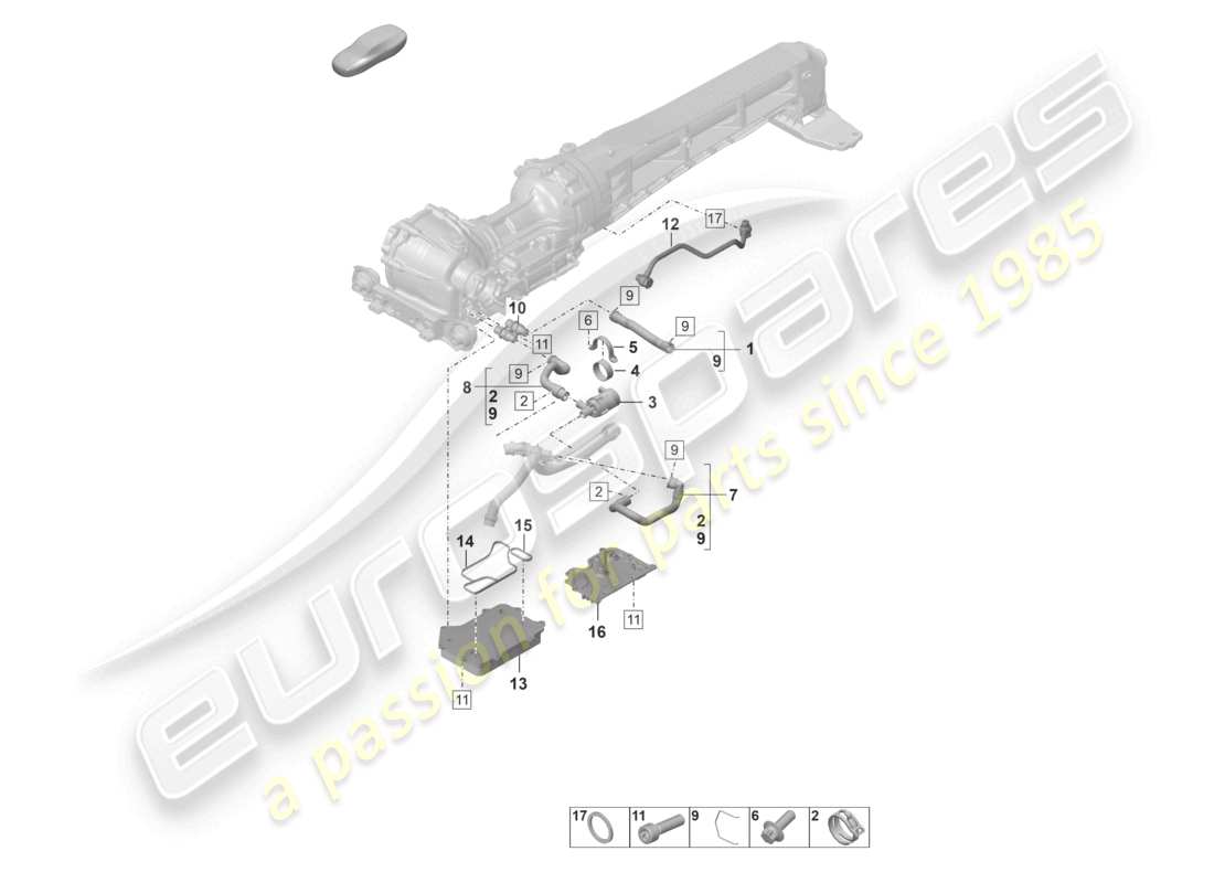porsche 2023 (992-1 turbo / s) front axle differential cooling system for gear oil parts diagram
