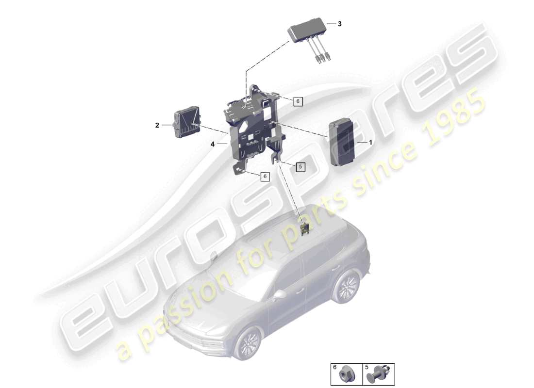 porsche 2023 (cayenne e3 pa) control unit for real time monitoring (rtm) and aerial part diagram