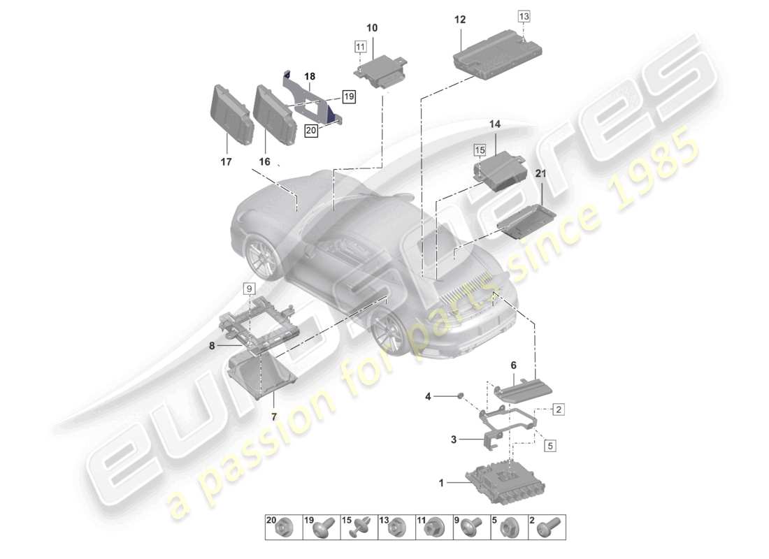 porsche 2023 (992-1 turbo / s) control units parts diagram