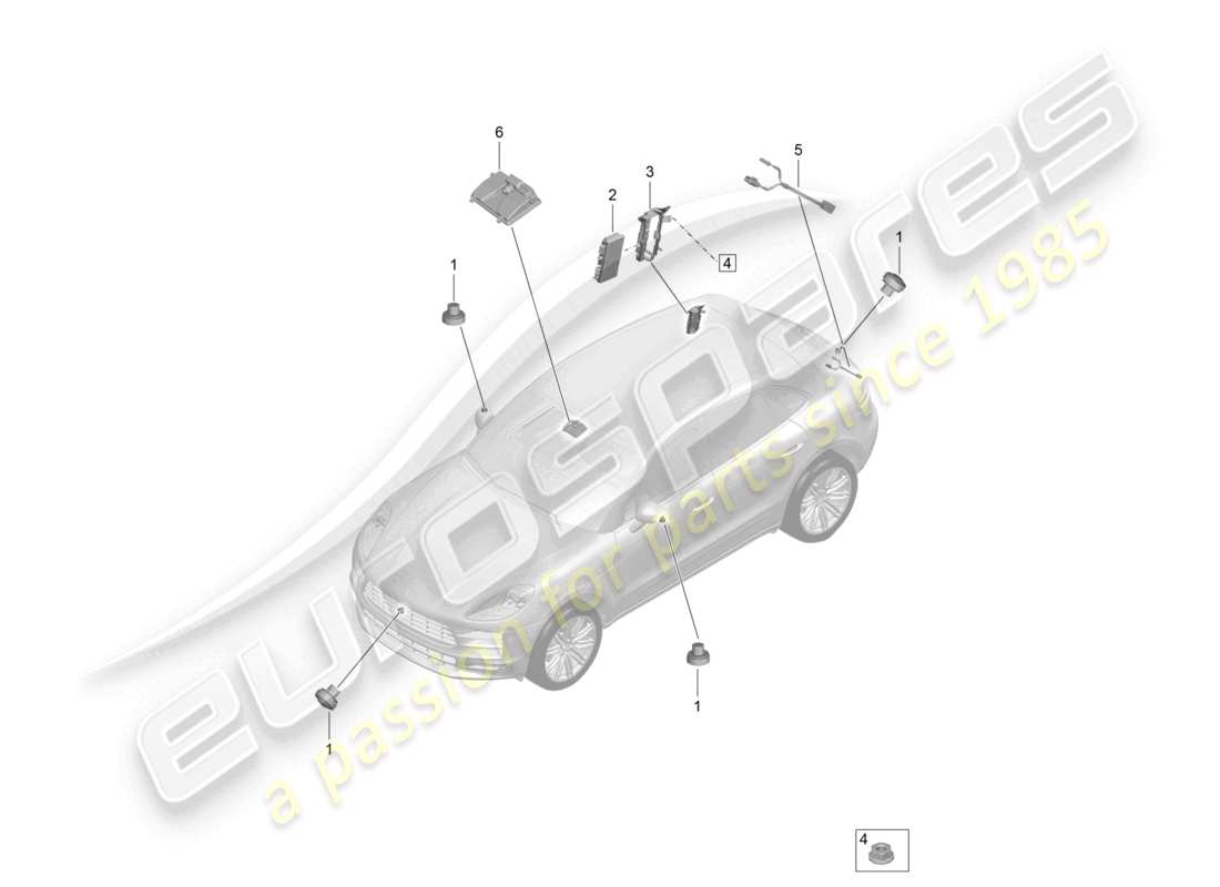 porsche 2025 (macan) reversing camera real top view driver assistance system part diagram