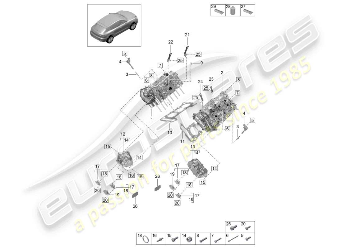 porsche 2022 (macan) cylinder head part diagram