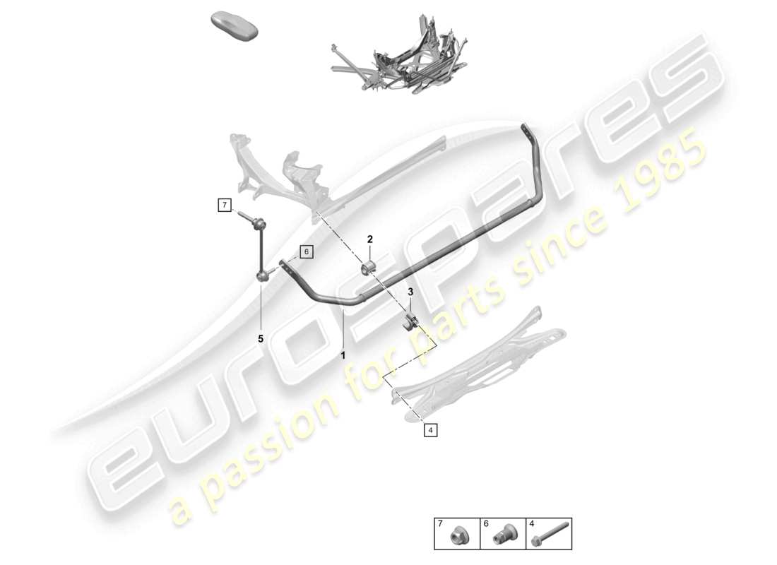 porsche 2023 (718 boxster spyder) anti-roll bar parts diagram