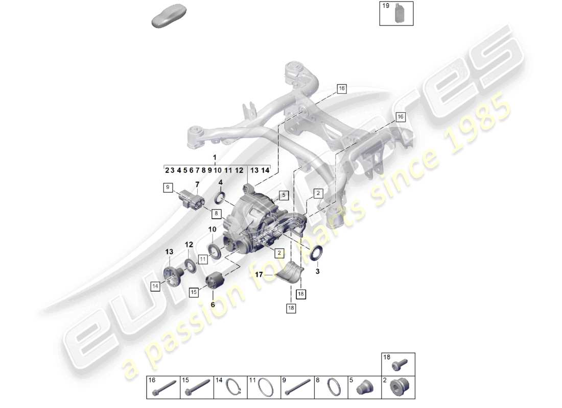 porsche 2025 (cayenne e3 pa) rear axle differential for models with differential lock part diagram