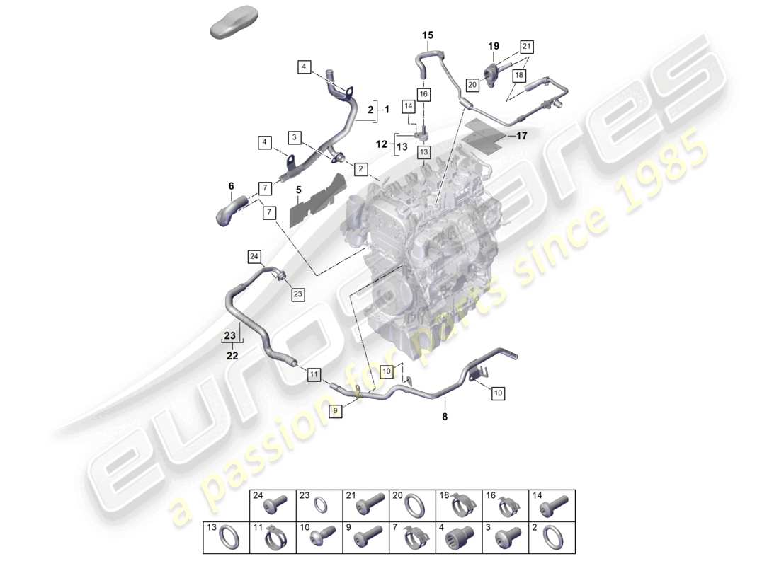 porsche 2023 (cayenne e3 pa) coolant cooling system part diagram