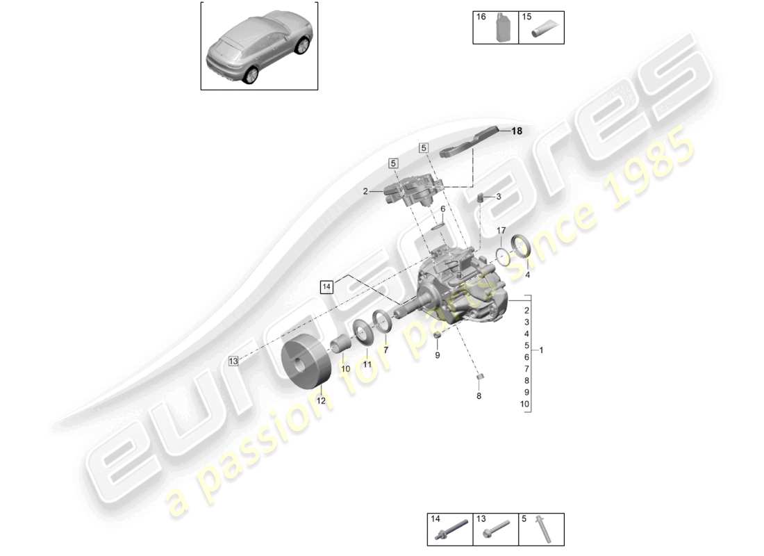 porsche 2026 (macan) transfer box part diagram