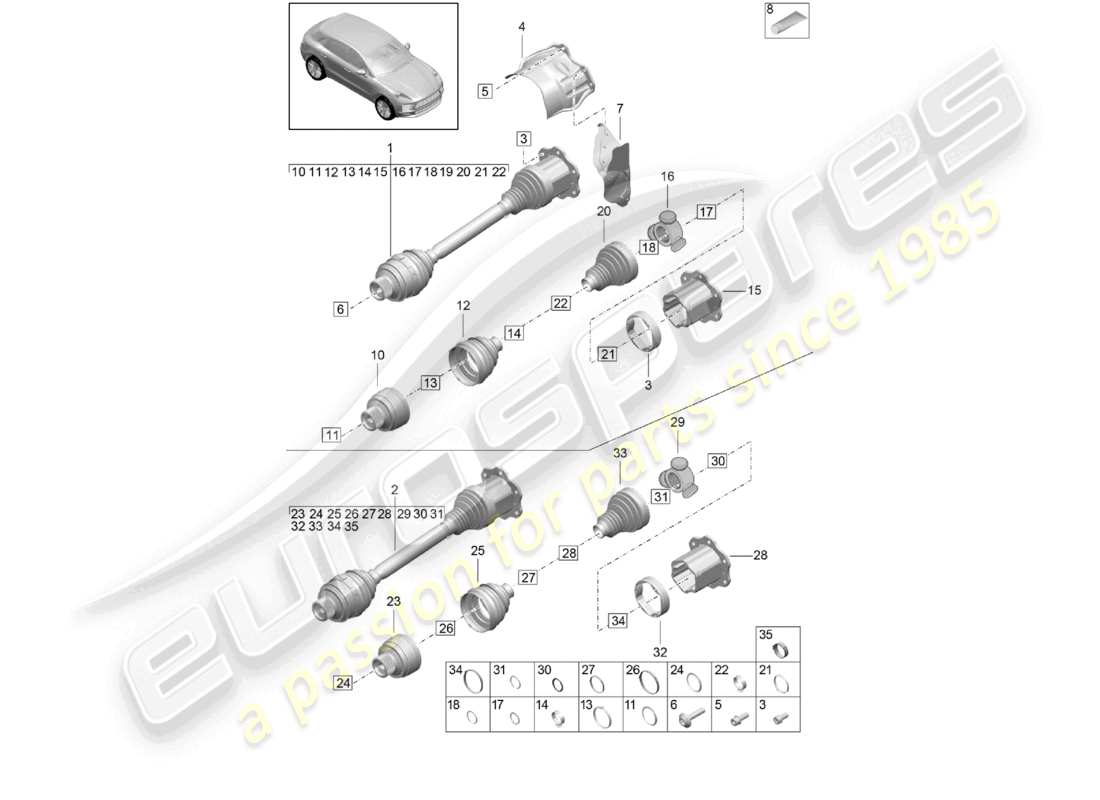 porsche 2026 (macan) drive shaft part diagram