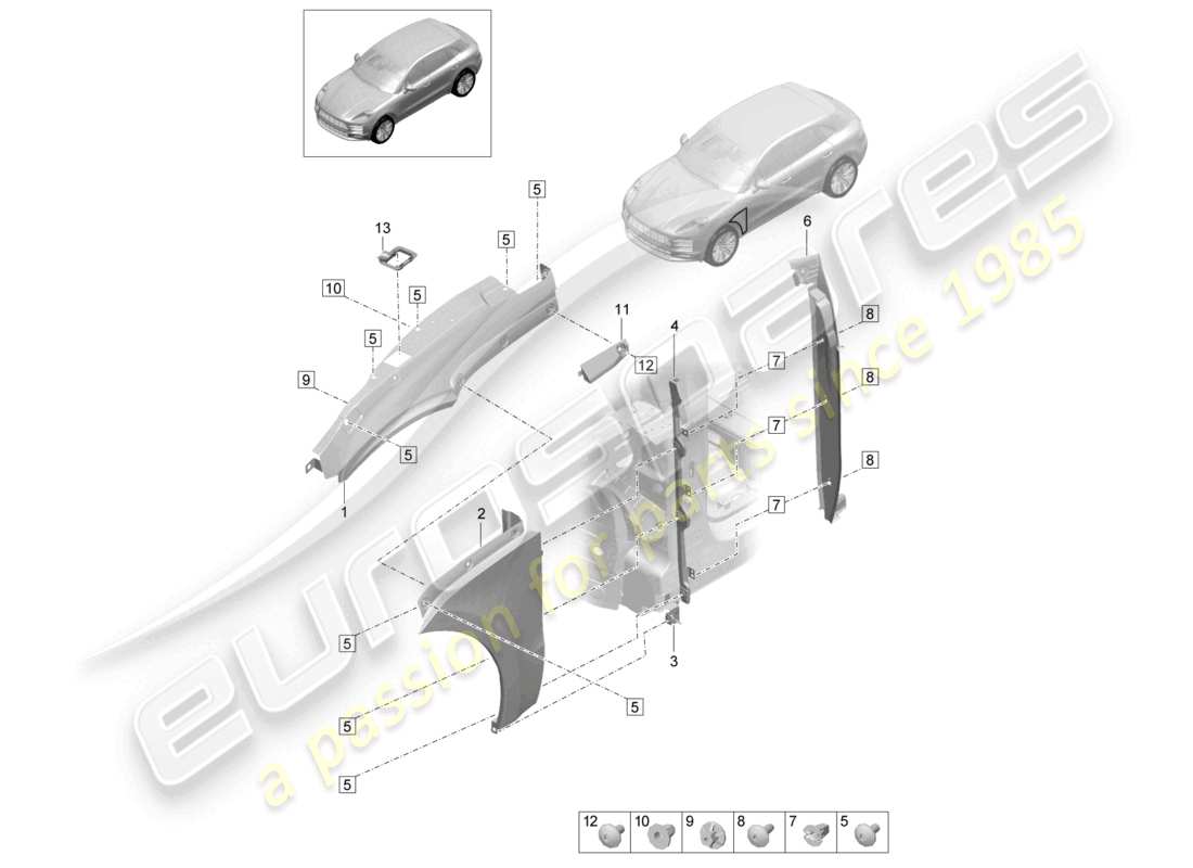 porsche 2021 (macan) wing front part diagram