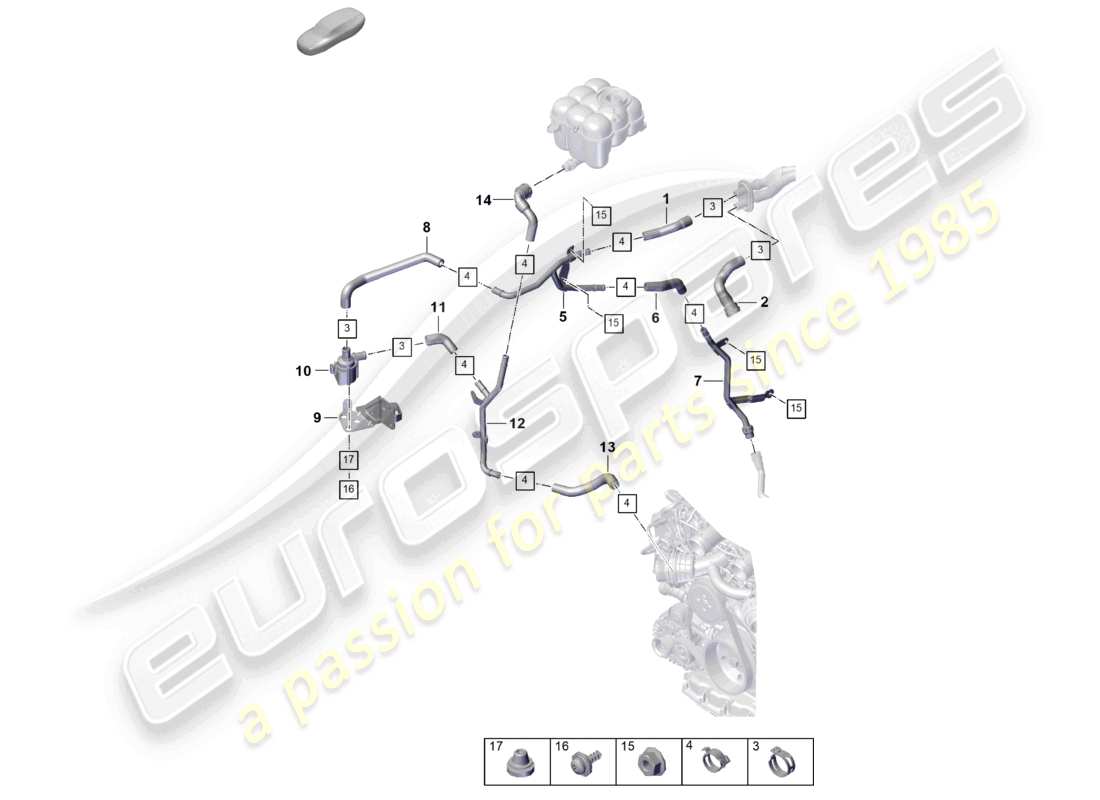 porsche 2025 (cayenne e3 pa) heater for models without auxiliary heater part diagram