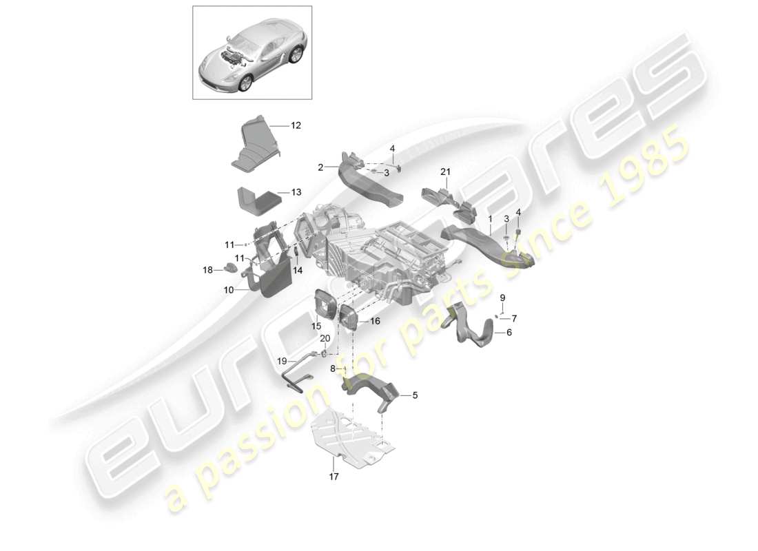 porsche 2024 (718 cayman) air guide parts diagram