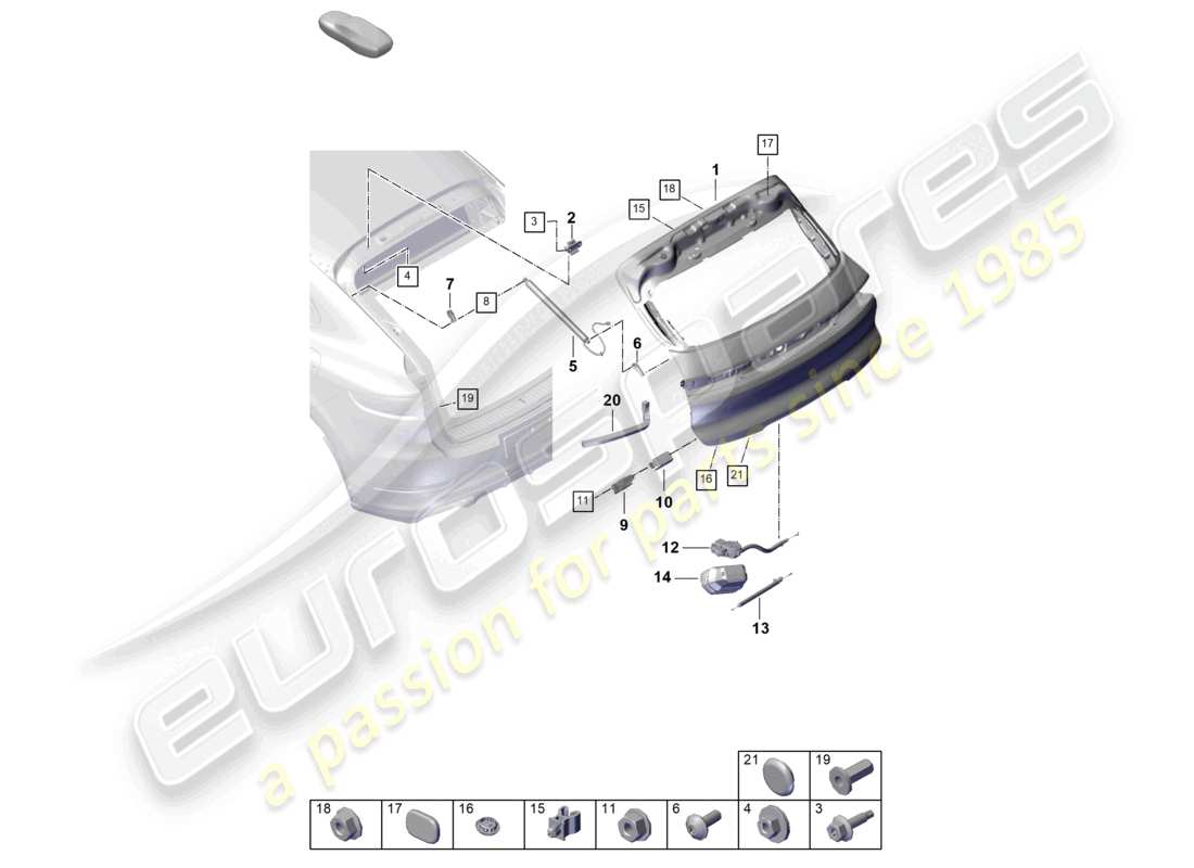 porsche 2026 (cayenne e3 pa) rear lid part diagram