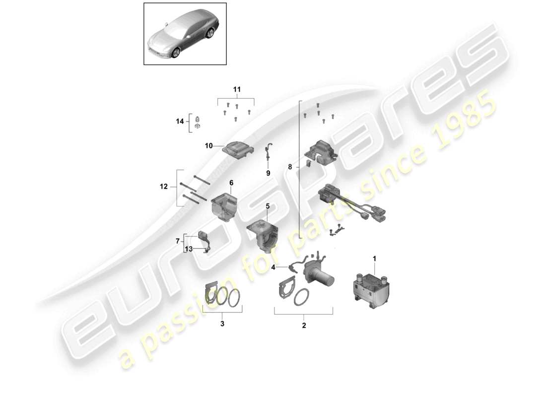 porsche 2021 (panamera 971-1) auxiliary heater heater unit repair set part diagram