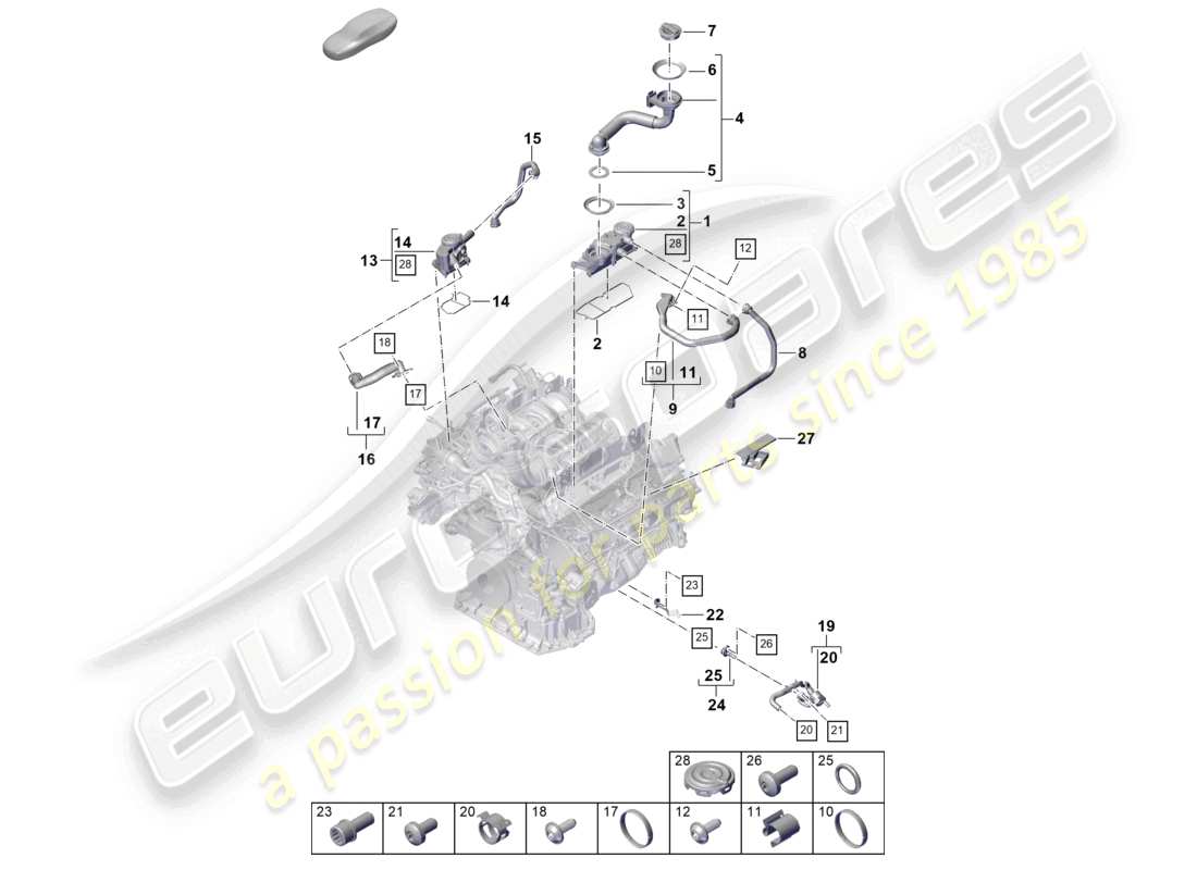 porsche 2023 (cayenne e3 pa) ventilation for cylinder block oil separator part diagram