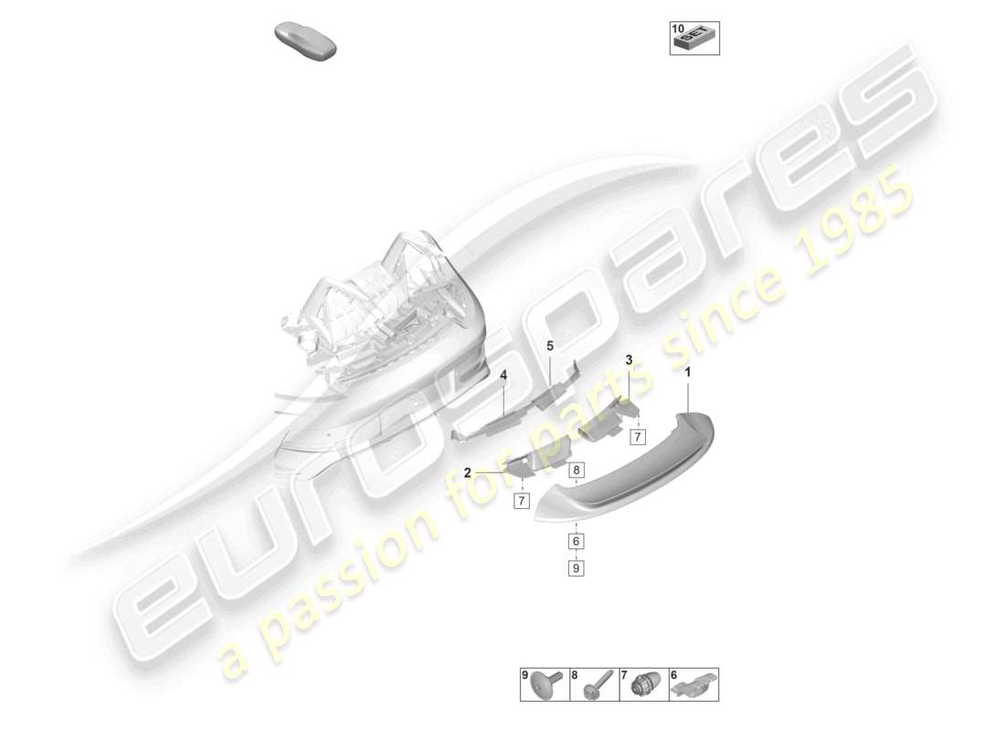 porsche 2022 (992-1 gt3/rs/st) rear spoiler parts diagram