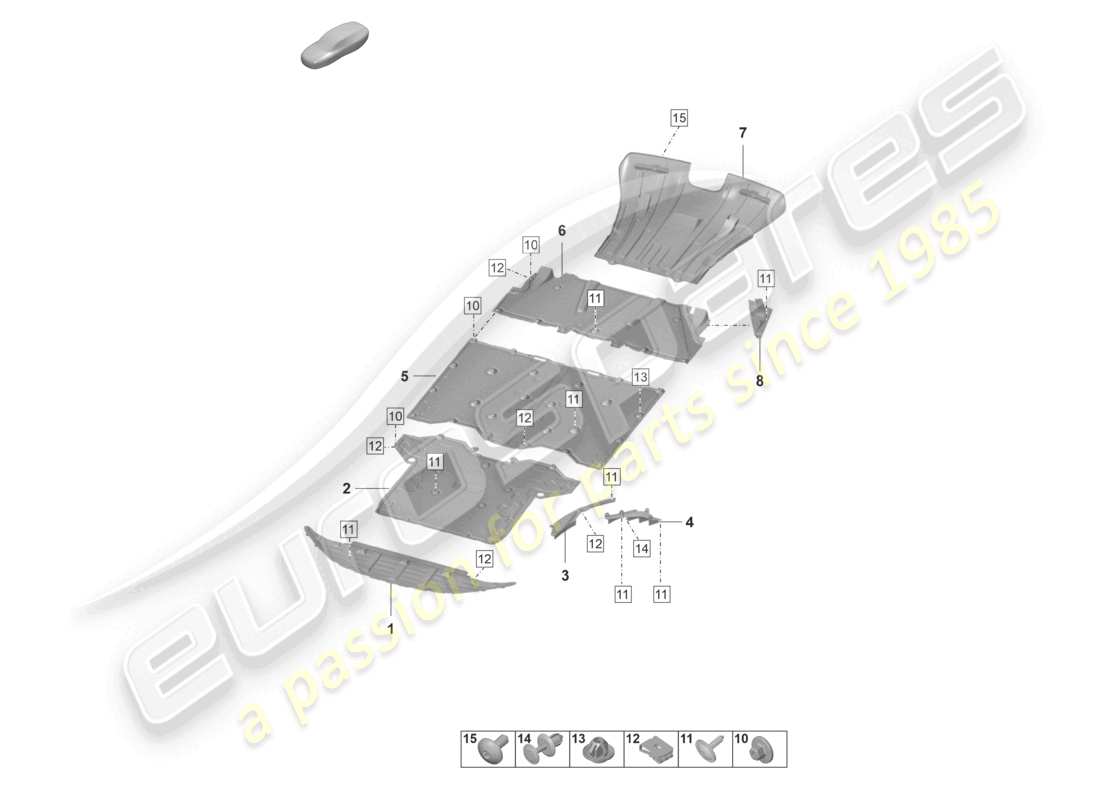porsche 2024 (992-1 gt3/rs/st) underbody trim part diagram