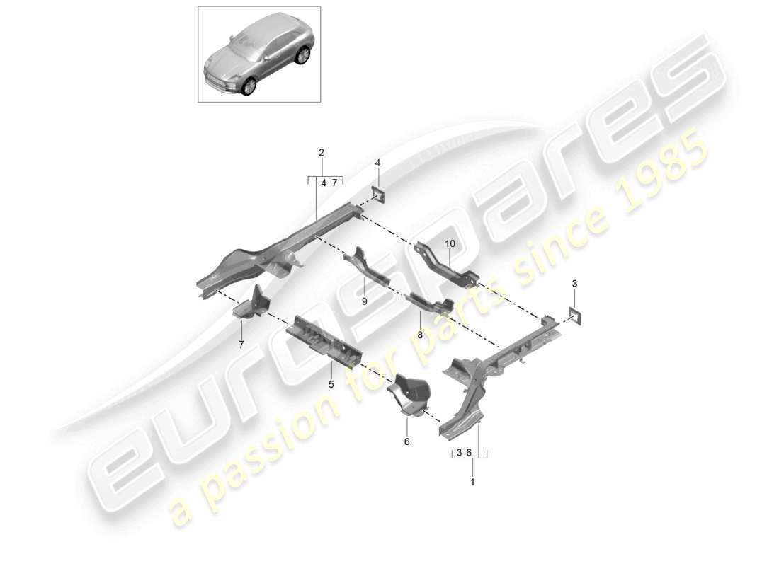 porsche 2026 (macan) frame rear side member part diagram