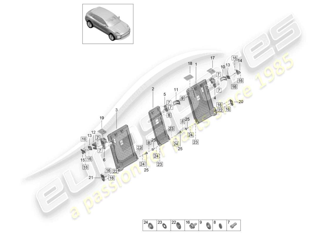 porsche 2021 (macan) back seat backrest release element sundry part diagram