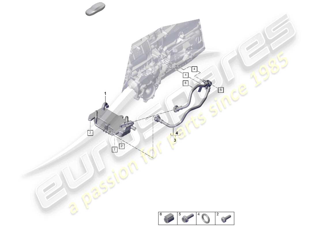 porsche 2026 (cayenne e3 pa) 8-speed automatic gearbox for four-wheel drive gear oil cooler oil pipe part diagram