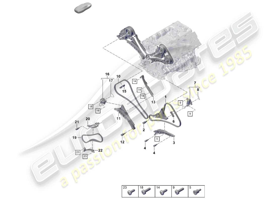 porsche 2025 (cayenne e3 pa) timing chain slide rail chain tensioner part diagram