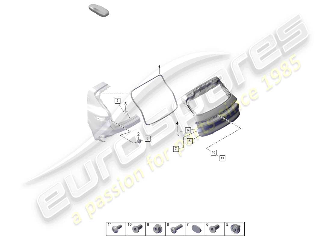 porsche 2023 (cayenne e3 pa) rear lid accessories part diagram