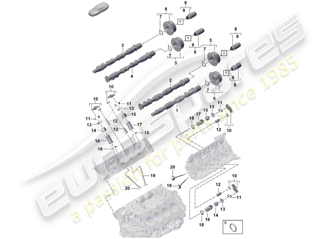 porsche 2026 (cayenne e3 pa) camshaft, valves camshaft adjuster unit part diagram