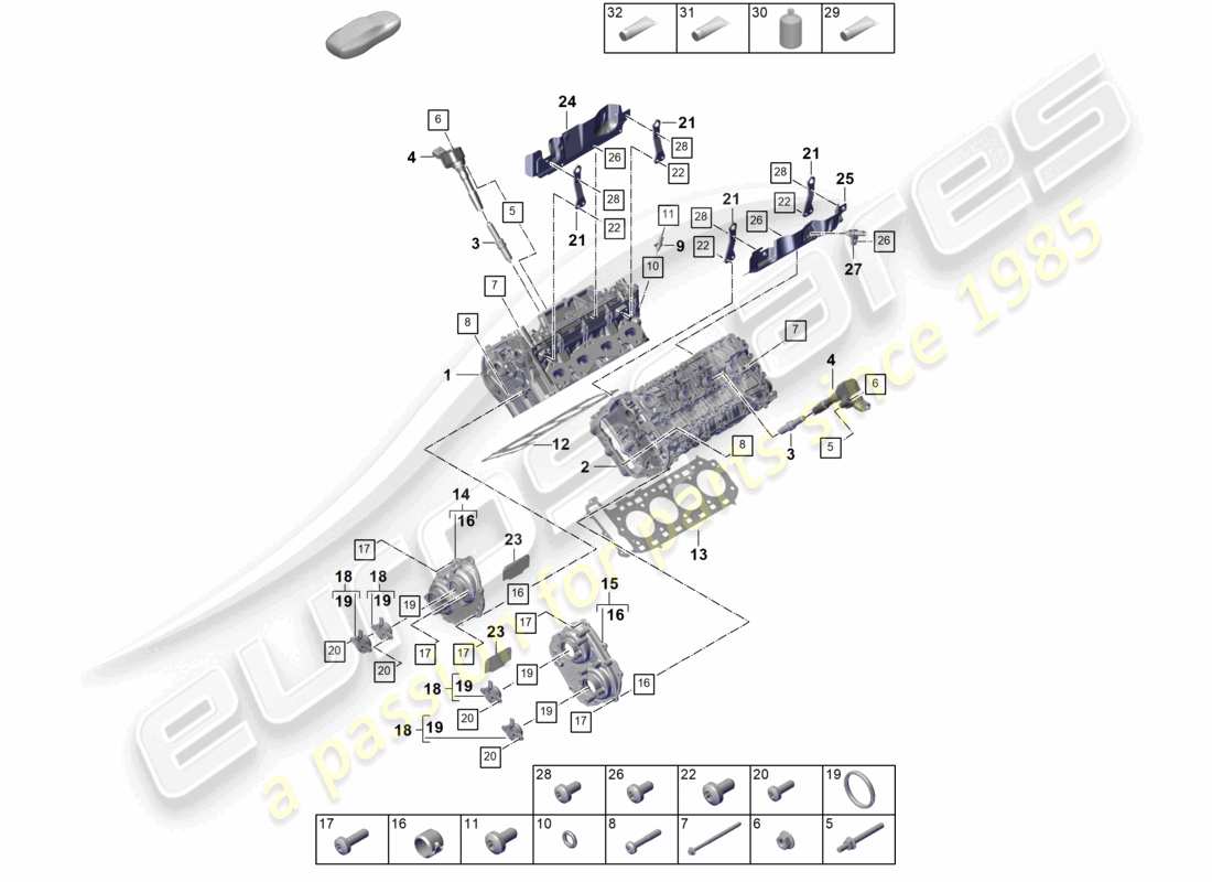 porsche 2026 (cayenne e3 pa) cylinder head part diagram