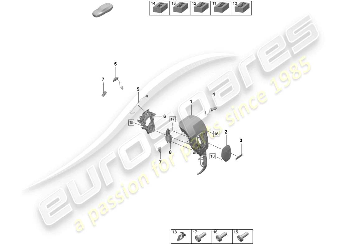 a part diagram from the porsche taycan parts catalogue