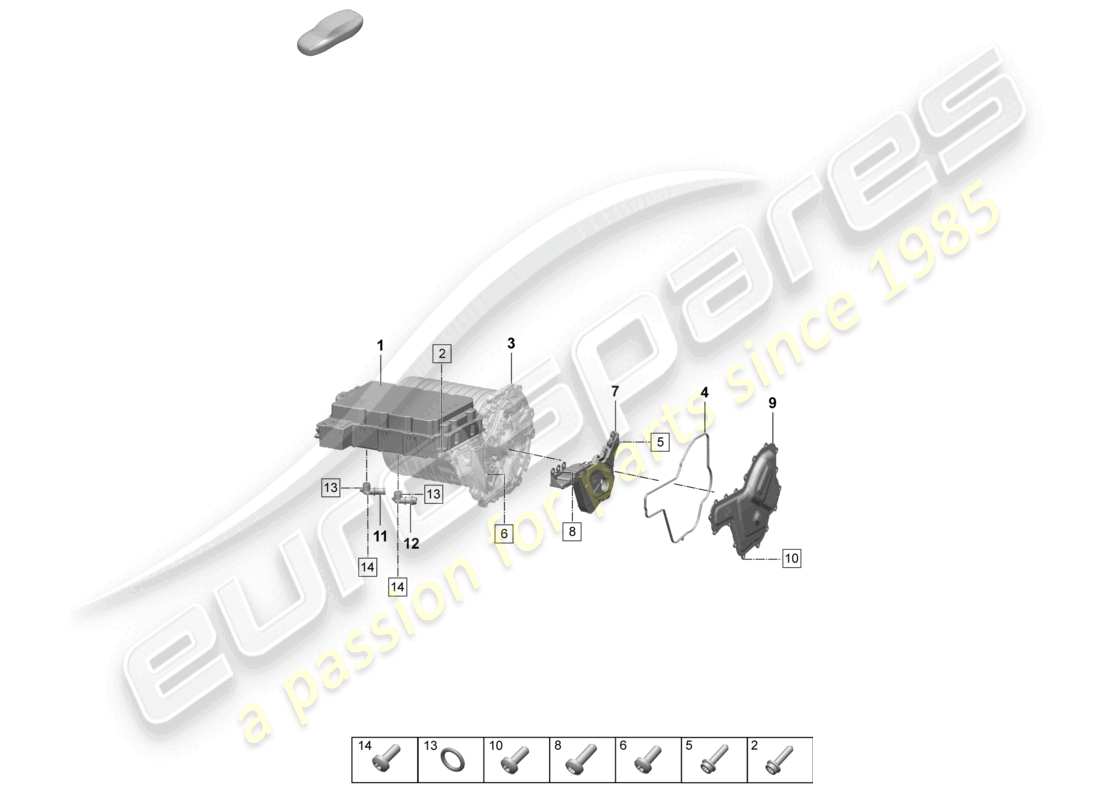 a part diagram from the porsche taycan parts catalogue