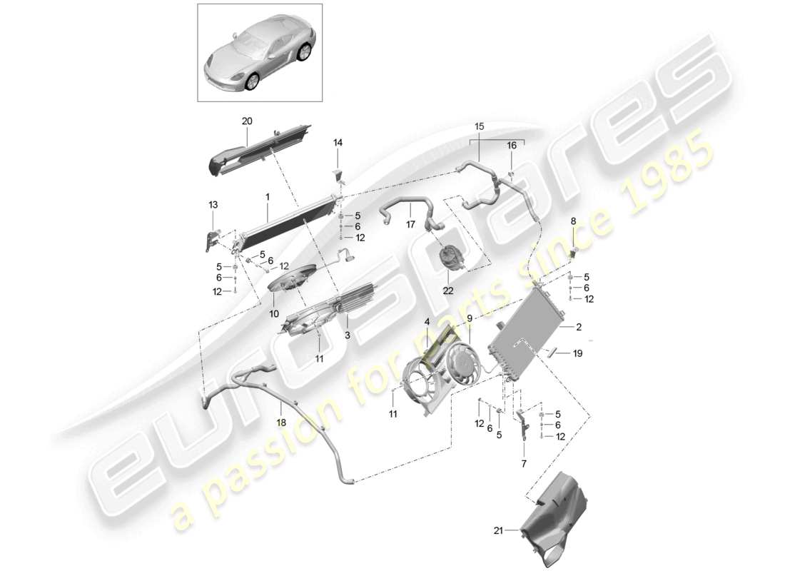 a part diagram from the porsche 2022 (718 cayman) parts catalogue
